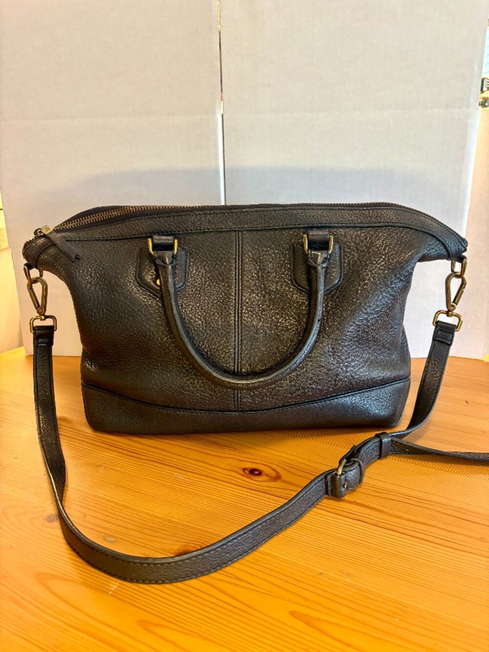 Madewell Berliner Black Pebbled Leather Satchel Bag Crossbody B2139